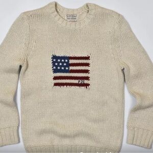 Ralph Lauren Cream American Flag Sweater Kids XL/Ladies XS/S